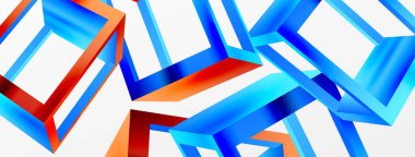 3 boyutlu küp vektör geometrik arkaplanı şekillendirir. Duvar kağıdı, afiş, arkaplan veya iniş için moda tekno iş şablonu