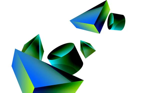 Vector Minimalist Geometric Abstract Background Triangle Cylinder Pyramid Basic Shape — Stock vektor