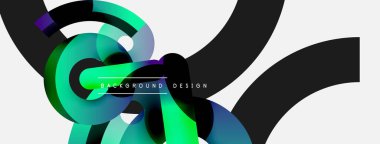 Yuvarlak şekiller daireler ve diğer geometrik şekiller. Duvar kağıdı afişi arkaplan kartı veya iniş sayfası için vektör illüstrasyonu