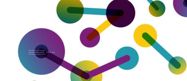 Soyut arkaplan. Yuvarlak noktalar çizgilerle birleşti. Duvar kağıdı, afiş, arkaplan veya iniş için moda tekno iş şablonu