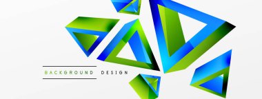 3d üçgen soyut arkaplan. Temel şekil teknolojisi ya da iş konsepti bileşimi. Duvar kağıdı, afiş, arkaplan veya iniş için moda tekno iş şablonu