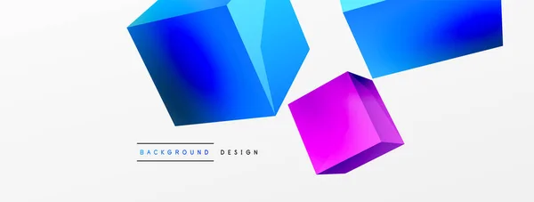 Vector Abstract Background Flying Cubes Composition Trendy Techno Business Template — 图库矢量图片