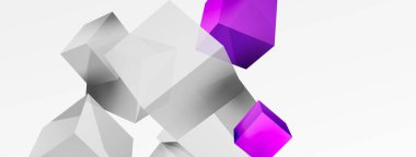 3d vector abstract background. Flying cubes composition. Trendy techno business template for wallpaper, banner, background or landing