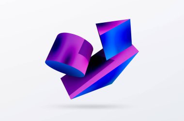 Vektör 3d soyut arkaplan. Şekiller 3 boyutlu üçgen ve silindir. Duvar kağıdı, afiş, arkaplan veya iniş için moda tekno iş şablonu