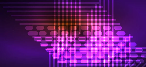 背景霓虹灯发光线和几何形状 黑暗壁纸上的灯光 用于人工智能技术 区块链 科学的概念 — 图库矢量图片