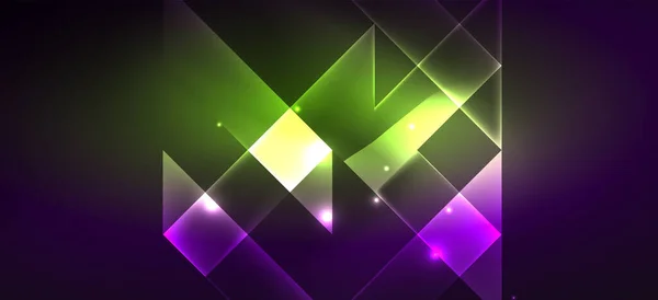 Achtergrond Neon Gloeiende Lijnen Geometrische Vormen Licht Het Donker Behang — Stockvector