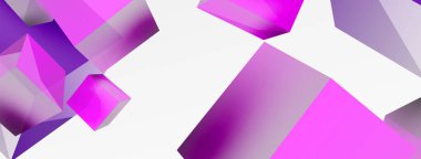 3d vektör soyut arkaplan. Uçan küp kompozisyonu. Duvar kağıdı, afiş, arkaplan veya iniş için moda tekno iş şablonu