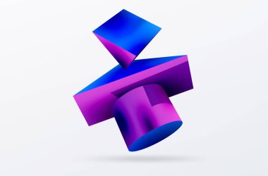 Vektör 3d soyut arkaplan. Şekiller 3 boyutlu üçgen ve silindir. Duvar kağıdı, afiş, arkaplan veya iniş için moda tekno iş şablonu