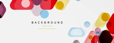 Beyaz üzerine renkli baloncuklar ve yuvarlak geometrik şekiller. Duvar kağıdı, pankart, arkaplan, iniş sayfası için vektör geometrik asgari özet arkaplan