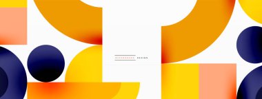 Çember ve kare geometrik arkaplan. Duvar kağıdı, pankart, arkaplan ya da iniş için üçgen ve kareli yuvarlak şekiller