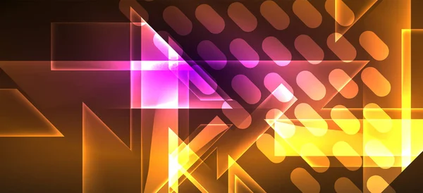 Fond Écran Néon Lignes Lumineuses Formes Géométriques Fond Écran Sombre — Image vectorielle
