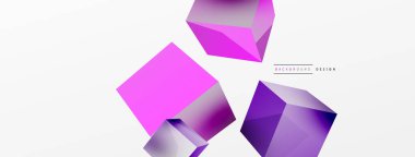 3d vektör soyut arkaplan. Uçan küp kompozisyonu. Duvar kağıdı, afiş, arkaplan veya iniş için moda tekno iş şablonu