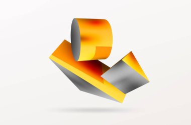 Vektör 3d soyut arkaplan. Şekiller 3 boyutlu üçgen ve silindir. Duvar kağıdı, afiş, arkaplan veya iniş için moda tekno iş şablonu