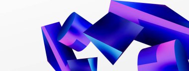 Vektör 3d soyut arkaplan. Şekiller 3 boyutlu üçgen ve silindir. Duvar kağıdı, afiş, arkaplan veya iniş için moda tekno iş şablonu