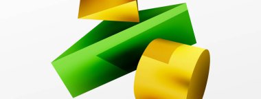 Vector 3d abstract background. Shapes 3d triangle and cylinder. Trendy techno business template for wallpaper, banner, background or landing
