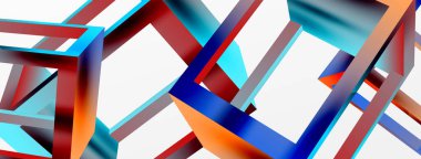 3 boyutlu küp vektör geometrik arkaplanı şekillendirir. Duvar kağıdı, afiş, arkaplan veya iniş için moda tekno iş şablonu