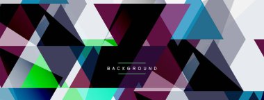 Renkli üçgen bileşimi, geometrik soyut arkaplan. Tekno veya iş konsepti, duvar kağıdı, afiş, arkaplan, iniş sayfası deseni