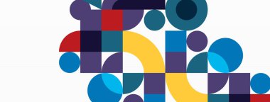 Minimum geometrik soyut arkaplan. Çember kare ve üçgen tasarım. Duvar kağıdı, afiş, arkaplan veya iniş için moda tekno iş şablonu