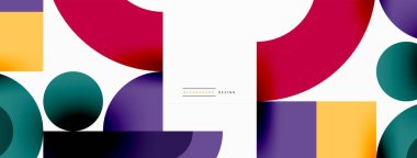 Çember ve kare geometrik arkaplan. Duvar kağıdı, pankart, arkaplan ya da iniş için üçgen ve kareli yuvarlak şekiller