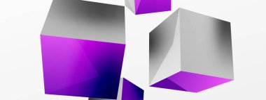 3d vektör soyut arkaplan. Uçan küp kompozisyonu. Duvar kağıdı, afiş, arkaplan veya iniş için moda tekno iş şablonu