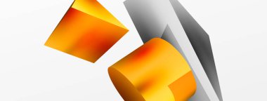 Vektör 3d soyut arkaplan. Şekiller 3 boyutlu üçgen ve silindir. Duvar kağıdı, afiş, arkaplan veya iniş için moda tekno iş şablonu