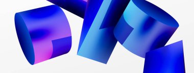 Vektör 3d soyut arkaplan. Şekiller 3 boyutlu üçgen ve silindir. Duvar kağıdı, afiş, arkaplan veya iniş için moda tekno iş şablonu