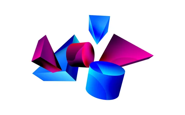 Vector Minimalist Geometric Abstract Background Triangle Cylinder Pyramid Basic Shape — 图库矢量图片