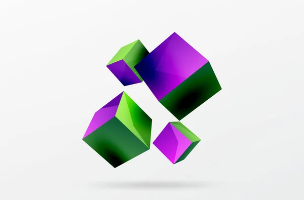 Vector Abstract Background Flying Cubes Composition Trendy Techno Business Template — Διανυσματικό Αρχείο
