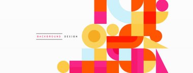 Çember ve kare geometrik arkaplan. Duvar kağıdı, pankart, arkaplan ya da iniş için üçgen ve kareli yuvarlak şekiller