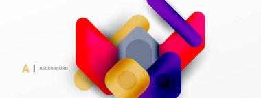 Renkli geometrik şekiller çizgiler, kareler ve üçgenler. Duvar kağıdı, pankart veya iniş sayfası için soyut arkaplan