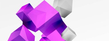 3d vector abstract background. Flying cubes composition. Trendy techno business template for wallpaper, banner, background or landing