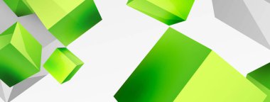 3d vektör soyut arkaplan. Uçan küp kompozisyonu. Duvar kağıdı, afiş, arkaplan veya iniş için moda tekno iş şablonu