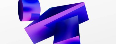 Vektör 3d soyut arkaplan. Şekiller 3 boyutlu üçgen ve silindir. Duvar kağıdı, afiş, arkaplan veya iniş için moda tekno iş şablonu