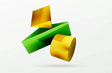 Vektör 3d soyut arkaplan. Şekiller 3 boyutlu üçgen ve silindir. Duvar kağıdı, afiş, arkaplan veya iniş için moda tekno iş şablonu