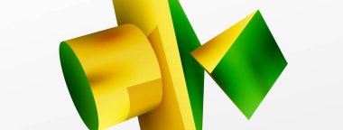 Vector 3d abstract background. Shapes 3d triangle and cylinder. Trendy techno business template for wallpaper, banner, background or landing