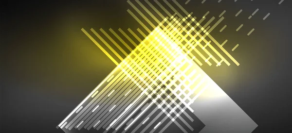 Arrière Plan Lignes Fluo Lumineux Formes Géométriques Lumières Dans Obscurité — Image vectorielle