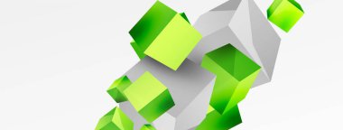 3d vektör soyut arkaplan. Uçan küp kompozisyonu. Duvar kağıdı, afiş, arkaplan veya iniş için moda tekno iş şablonu