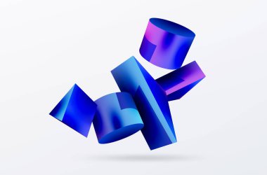 Vektör 3d soyut arkaplan. Şekiller 3 boyutlu üçgen ve silindir. Duvar kağıdı, afiş, arkaplan veya iniş için moda tekno iş şablonu