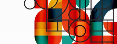 Minimum geometrik soyut arkaplan. Çember kare ve üçgen tasarım. Duvar kağıdı, afiş, arkaplan veya iniş için moda tekno iş şablonu