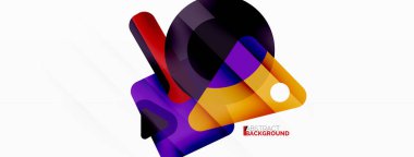 Çizgi, üçgen, kare ve çember ilkel bileşimi. Duvar kağıdı, pankart, arkaplan, iniş sayfası için vektör geometrik asgari özet arkaplan