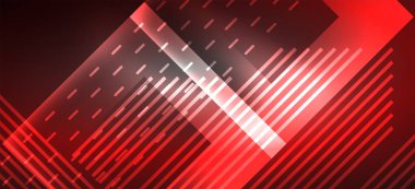 Arkaplanda parlak çizgiler ve geometrik şekiller var. Yapay zeka teknolojisi, engelleme zinciri, dijital, iletişim, 5G, bilim konsepti için karanlık duvar kağıdındaki ışıklar