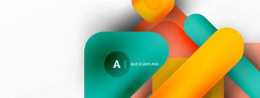 Renkli geometrik şekiller çizgiler, kareler ve üçgenler. Duvar kağıdı, pankart veya iniş sayfası için soyut arkaplan