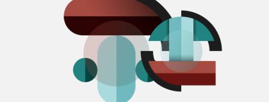 Geometrik şekiller bileşim soyut arkaplan. Çember çizgileri ve dikdörtgenler. Duvar kağıdı afişi veya iniş sayfası için vektör illüstrasyonu