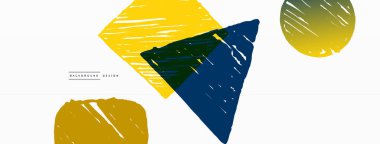 Soyut arkaplan. El çizimi geometrik şekil - kare, daire ve üçgen. Duvar kağıdı, afiş, arkaplan veya iniş için zanaat iş şablonu