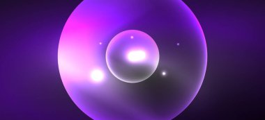 Parlak ışık efektli soyut bir arkaplan. Yuvarlak şekiller, üçgenler ve daireler. Yapay Zeka teknolojisi, engelleme zinciri, iletişim, 5G, bilim, iş ve teknoloji konsepti için duvar kağıdı