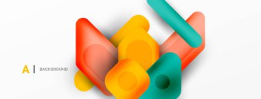 Renkli geometrik şekiller çizgiler, kareler ve üçgenler. Duvar kağıdı, pankart veya iniş sayfası için soyut arkaplan