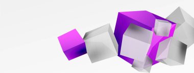 3d vektör soyut arkaplan. Uçan küp kompozisyonu. Duvar kağıdı, afiş, arkaplan veya iniş için moda tekno iş şablonu