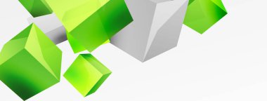 3d vector abstract background. Flying cubes composition. Trendy techno business template for wallpaper, banner, background or landing