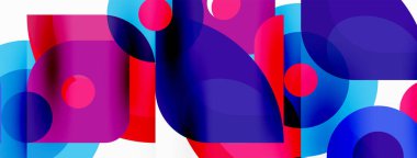 Renkli yuvarlak şekiller, daireler ve üçgenler. Duvar kağıdı, afiş ve sunum için en küçük geometrik şablon