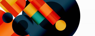 Güzel soyut bir arka plan. Çemberler, üçgen şekiller ve kareler. Duvar kağıdı, pankart, arkaplan veya iniş için en küçük geometrik şablon